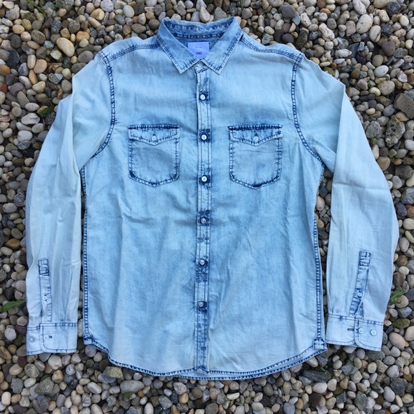Vintage Other - “Zip Code 1992” Bleach Dyed Denim Button-Up